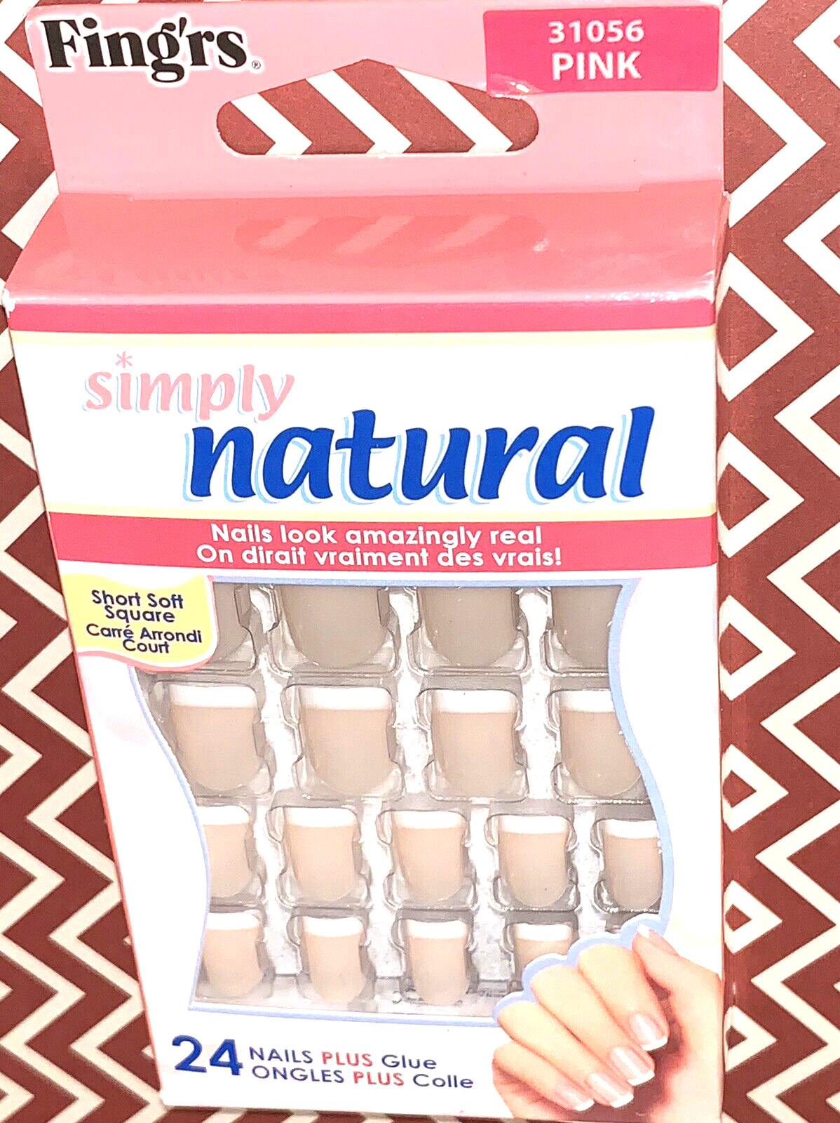 Fing’rs Simply Natural 24 Nails Look Amazingly Real 31056 PINK *1 EXTRA GLUE INC