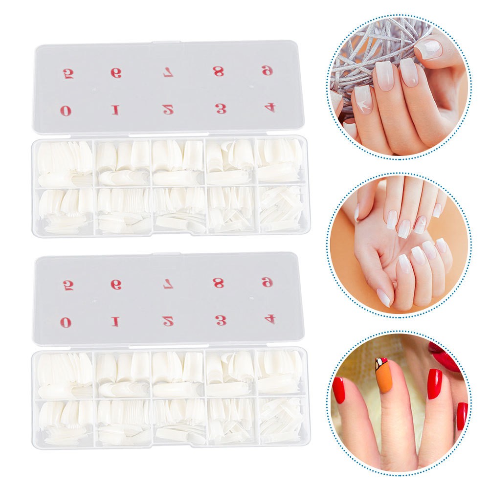 1000Pcs Reusable ABS Artificial Nail Tips Coffin Shape for Creative DIY
