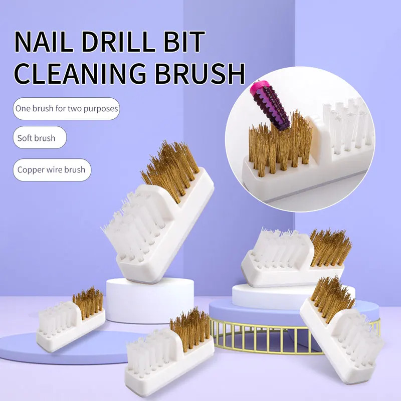 1/5X Copper Nail Drill Bit Cleaning Brush – Multi-Use for Salon & Home Nail Art