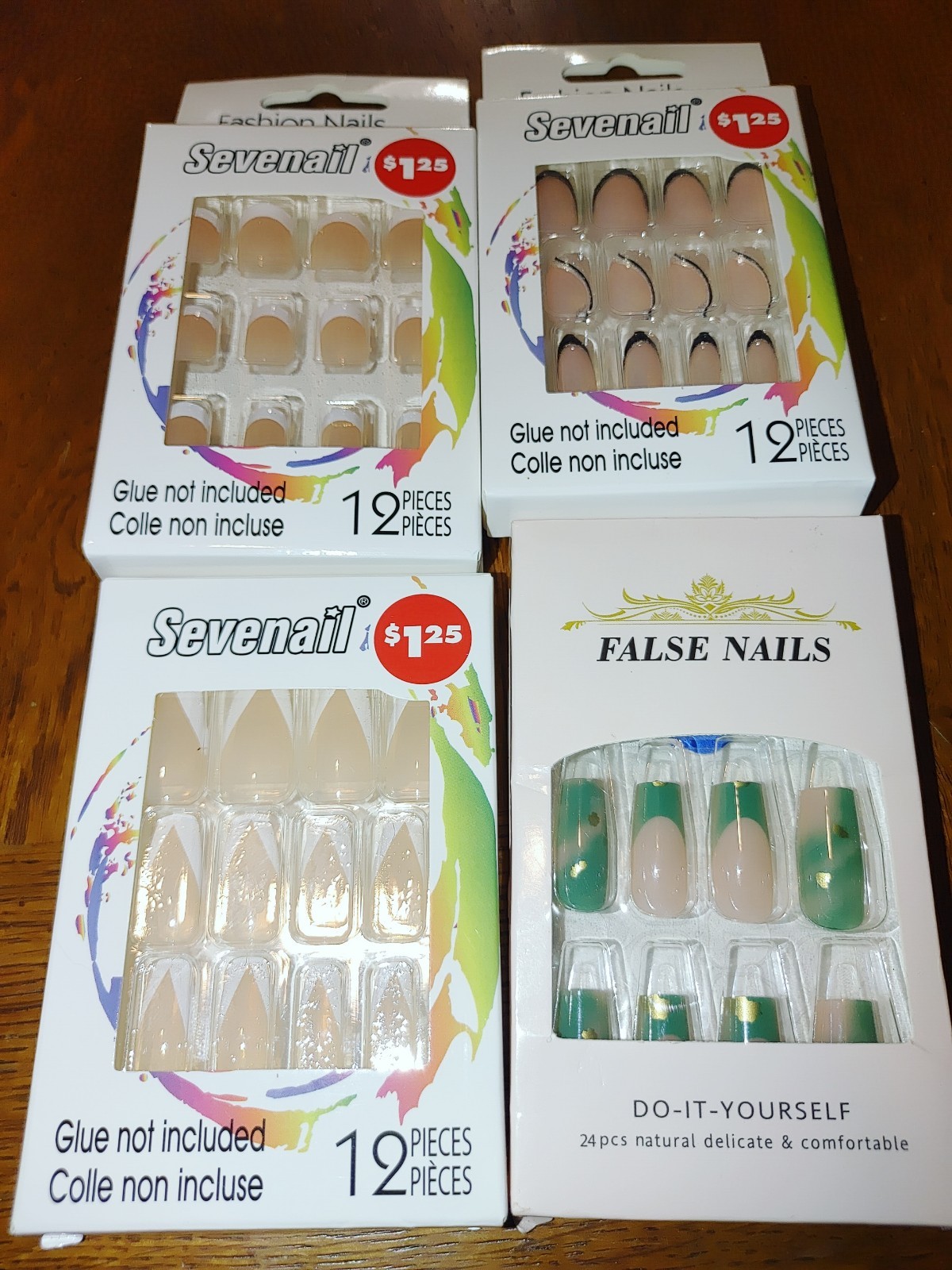 Set of 4 NEW Boxes Fashion Nails, 3 Boxes 12 Count, 1 Box 24 Count