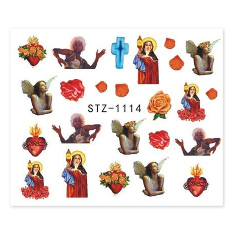 Nail Art Stickers Women Water Transfer Decal Slider Virgin Mary Cupid Angel NS19