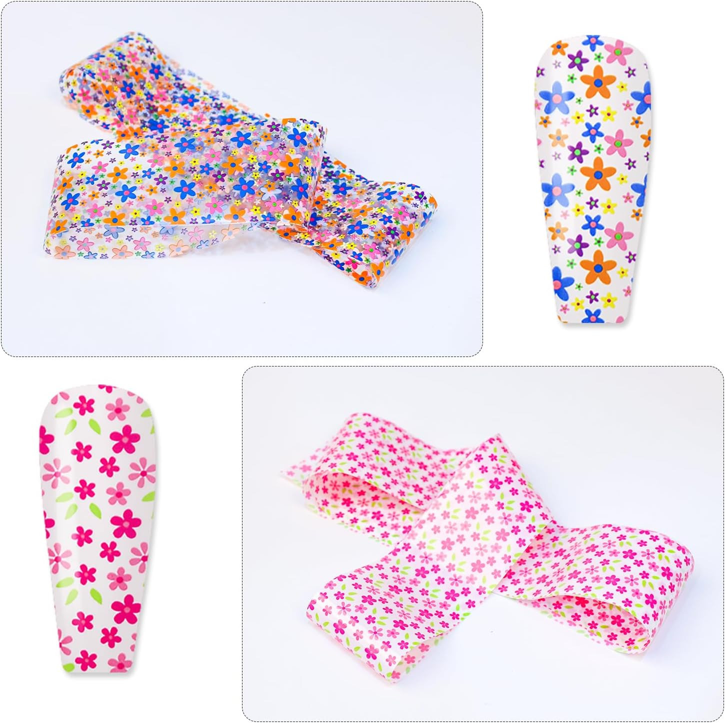 10 Roll Flower Nail Foil Transfer Holographic Foils Paper Sheets Daisy Nail Stic
