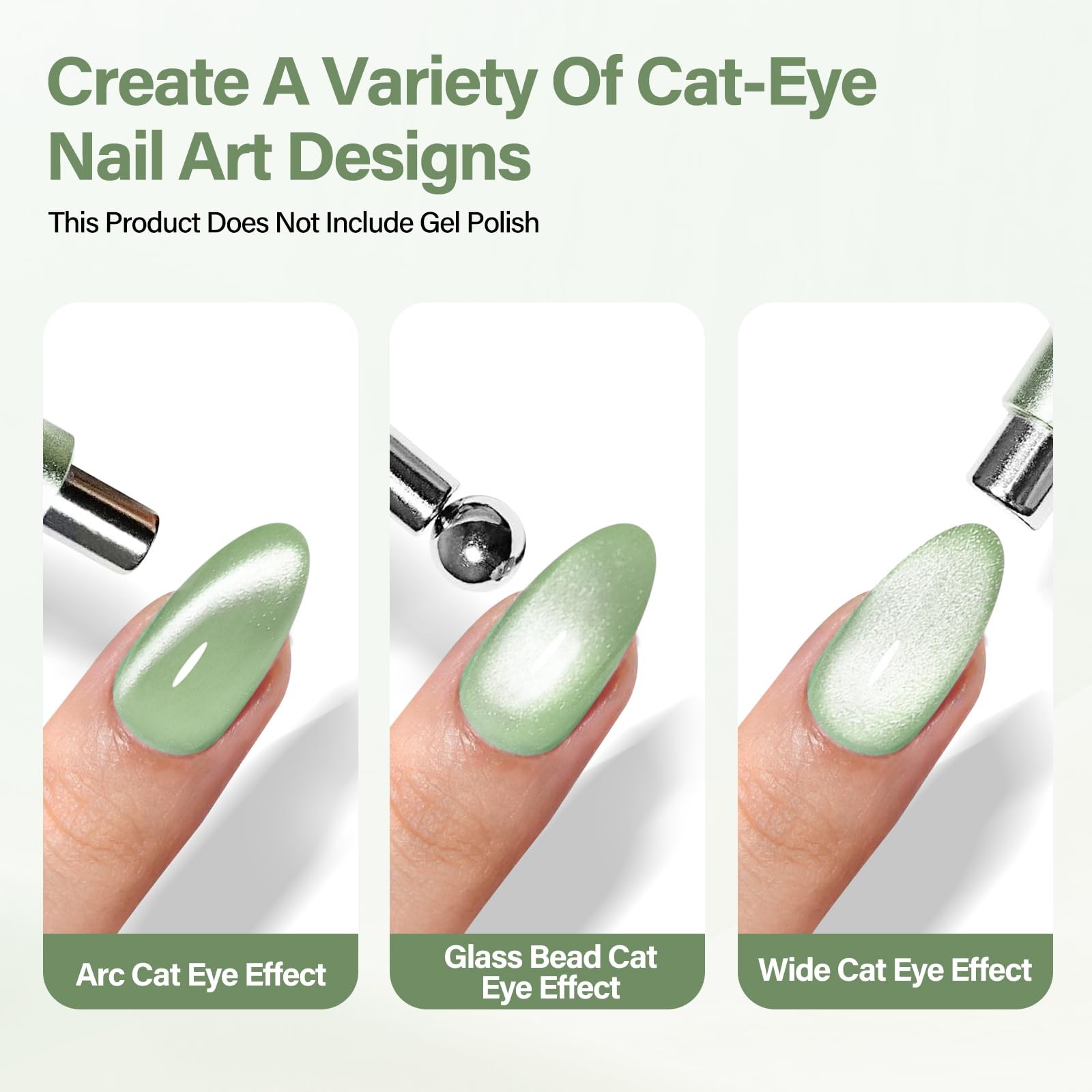 EBANKU 3-in-1 Cat Eye Magnet Nail Art Tool, Double-Head Cylindrical Round Ball