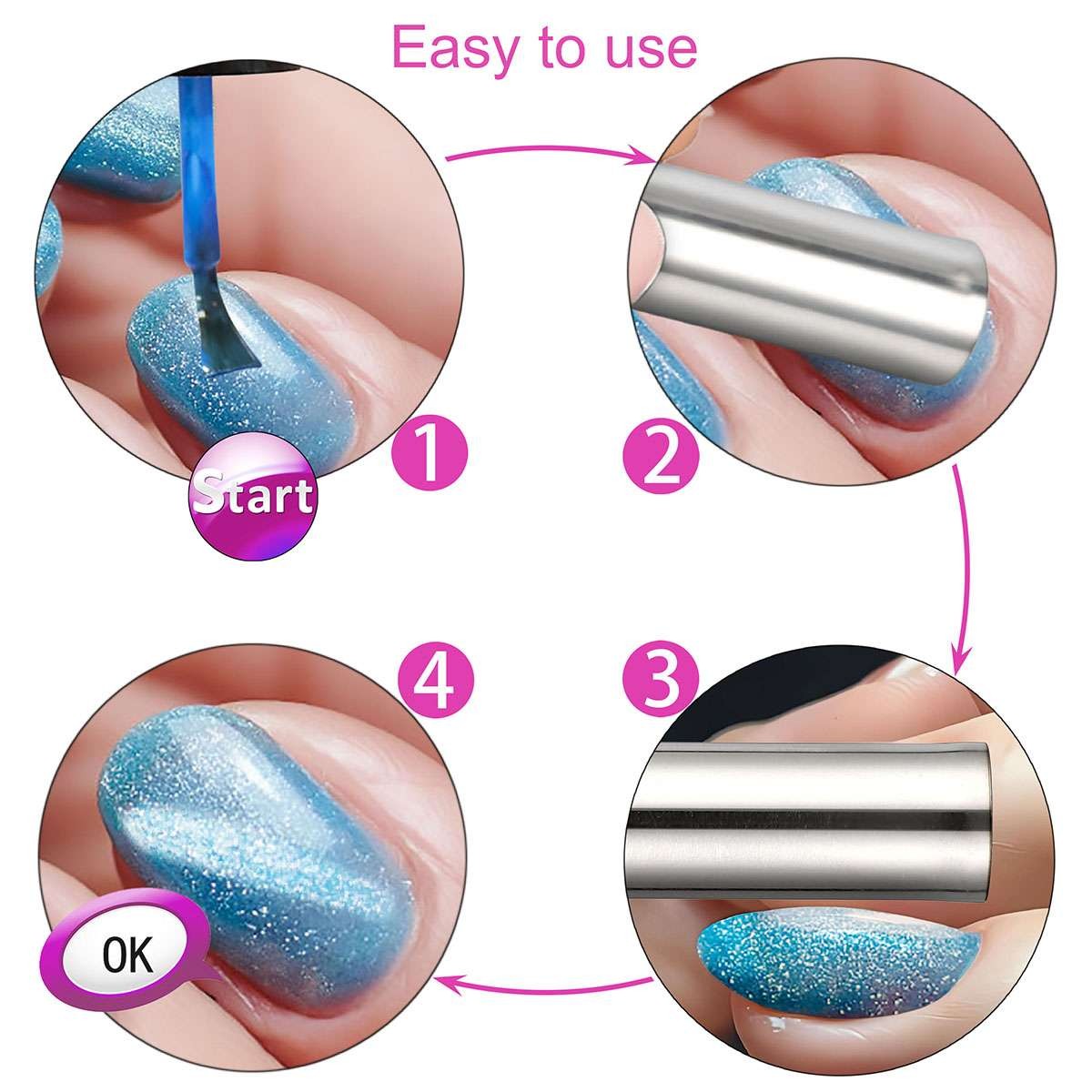4x/set Magnetic Stick For Cat Eye Gel Polish Magnet UV LED Nail Art Manicure