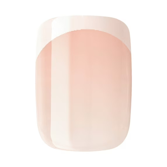 KISS imPRESS Short Square Oval Press on Nails, Pink French Tip, 30 Pieces