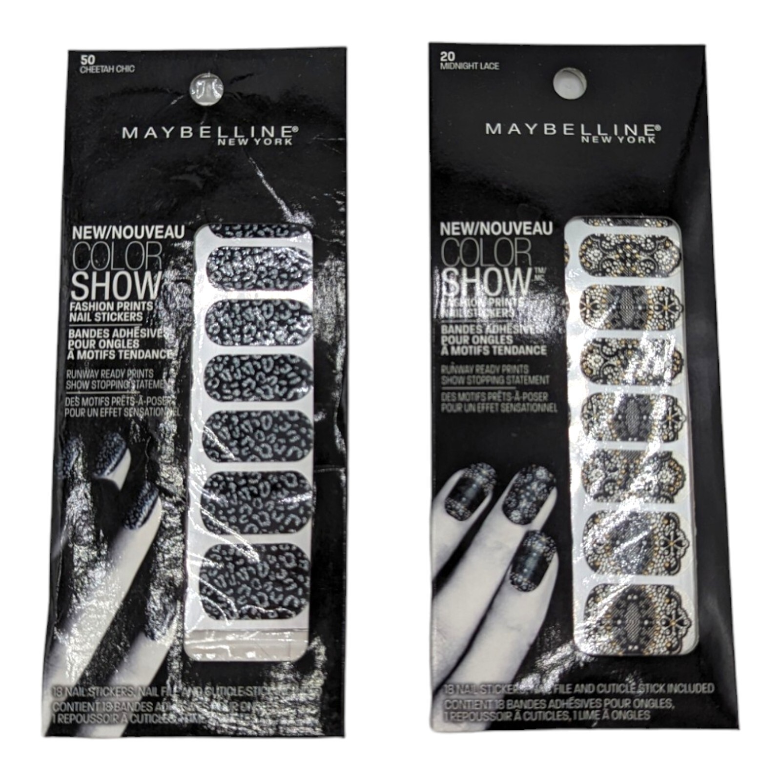Maybelline Color Show Fashion Print Nail Stickers 2 Cheetah Chic Midnight Lace