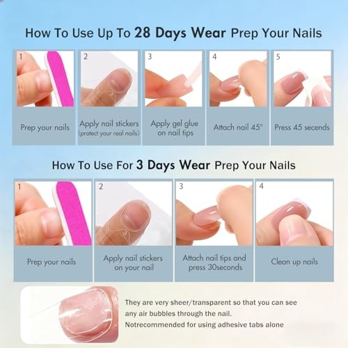 Baby Blue French Tip Press On Nails – Square – Square