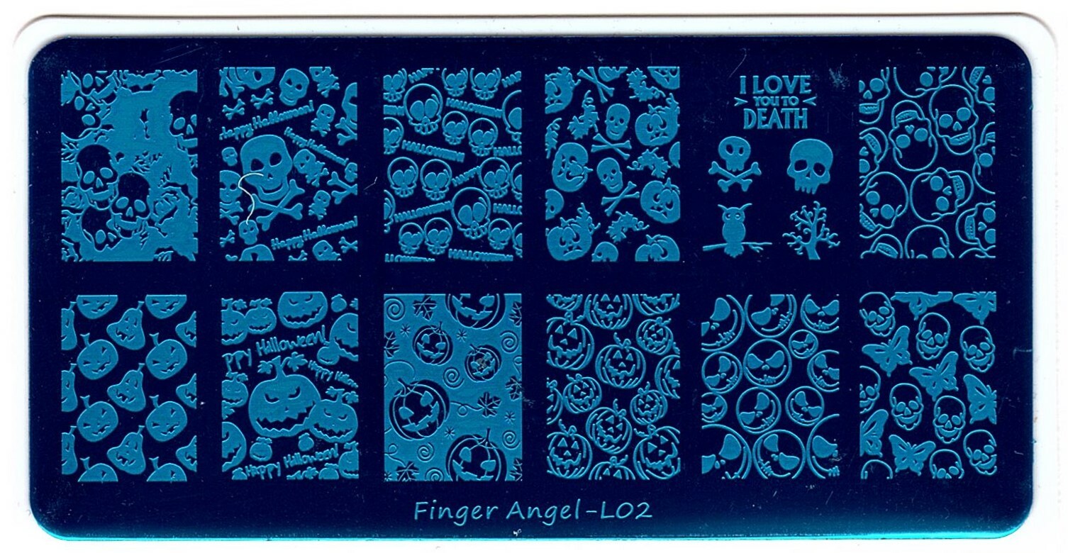 4 pcs Lot Halloween Designs Manicure Nail Art Stencil Image Stamping Scraper Kit