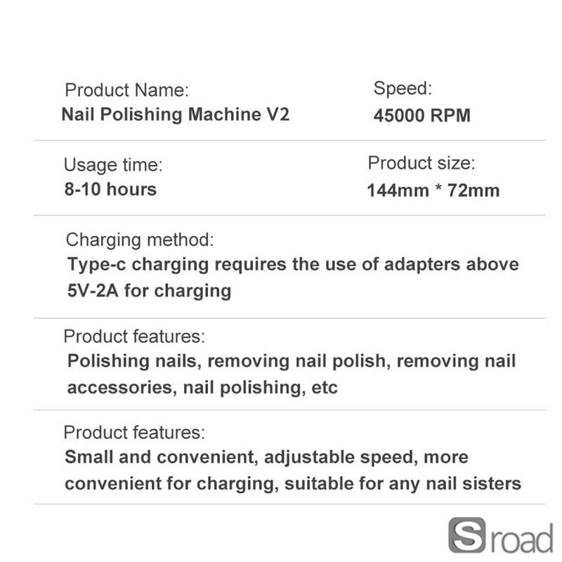 Nail Drill Machine 45000RPM Rechargeable LCD Screen 10H Battery