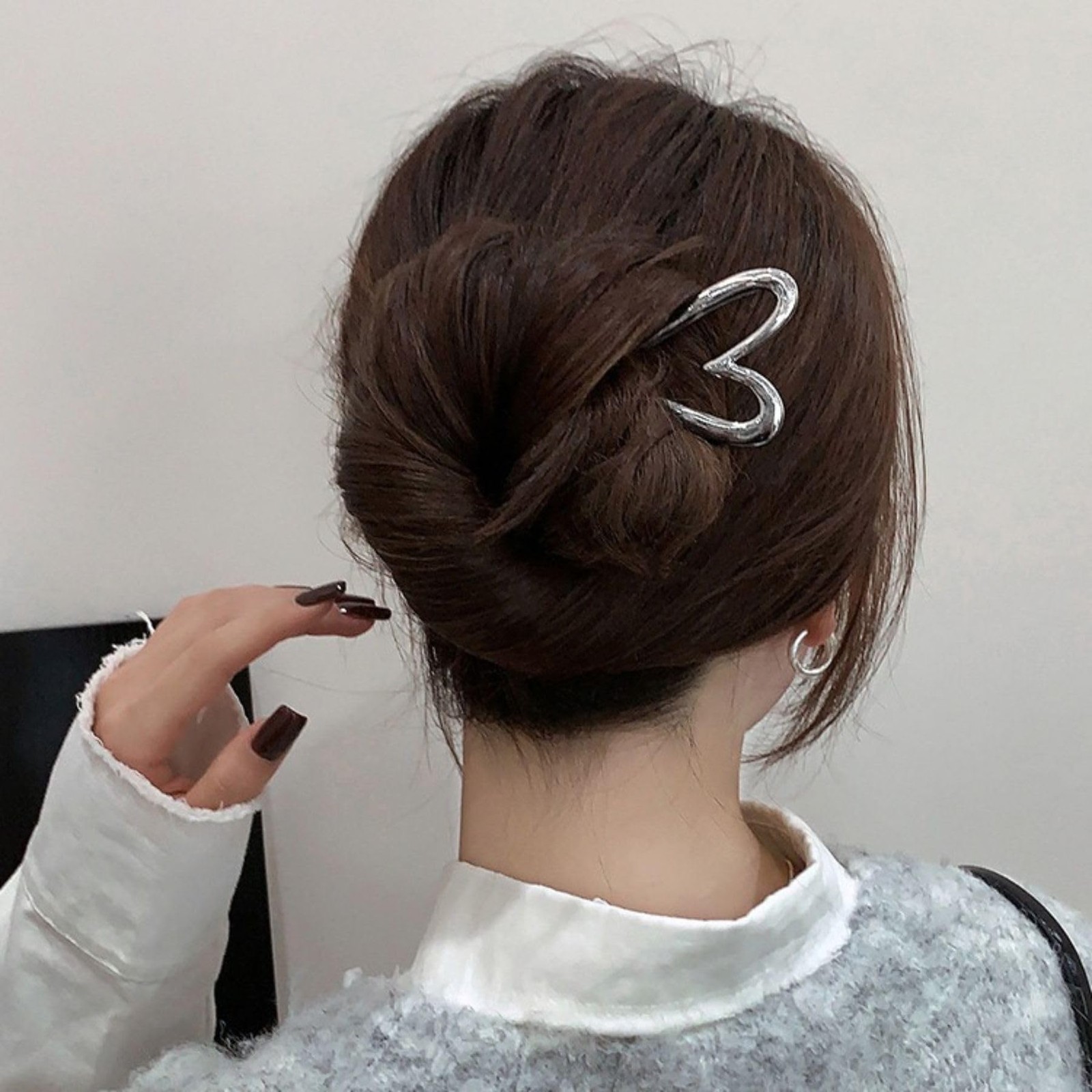 2pcs Metal Heart Hairpins Golden Silver Pins Hair Stick Metal U-shaped Hair F…