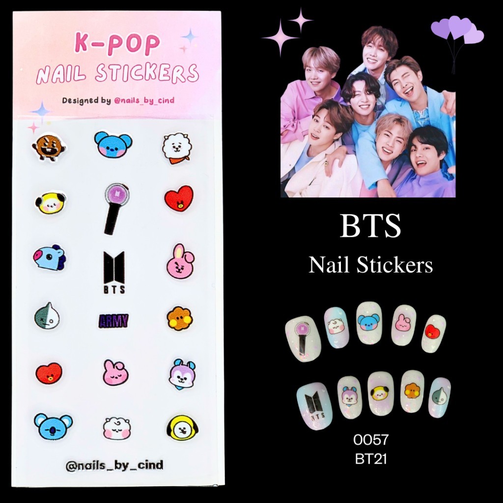 BANGTAN SOYEON DAN BTS ARMY PURPLE KPOP NAIL STICKER FAN MADE KOREA JUNGKOOK Z10
