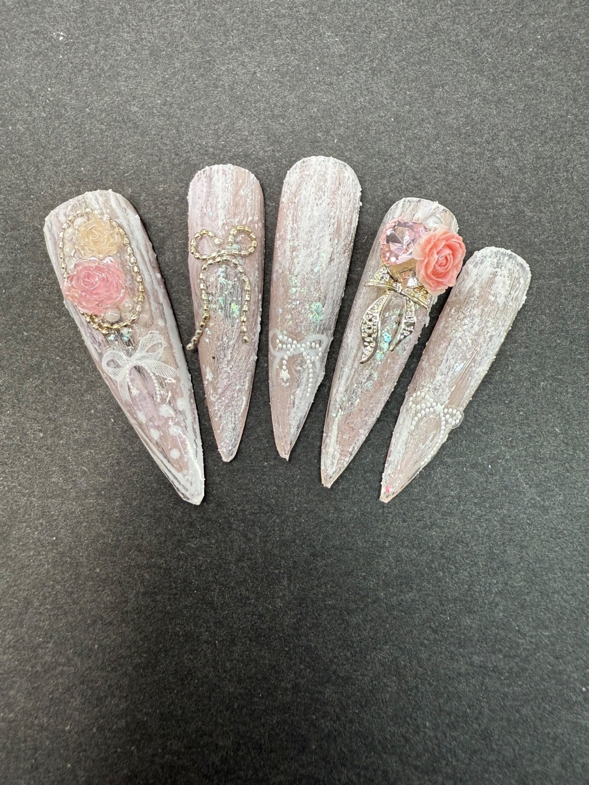 STILETTO XXL Handmade nails matte 3D 10 pcs Frosted design