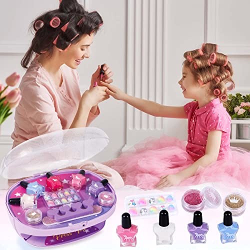 Kids Nail Polish Set for Girls, All-in-One Nail Art Kit – Dryer/ Glitter