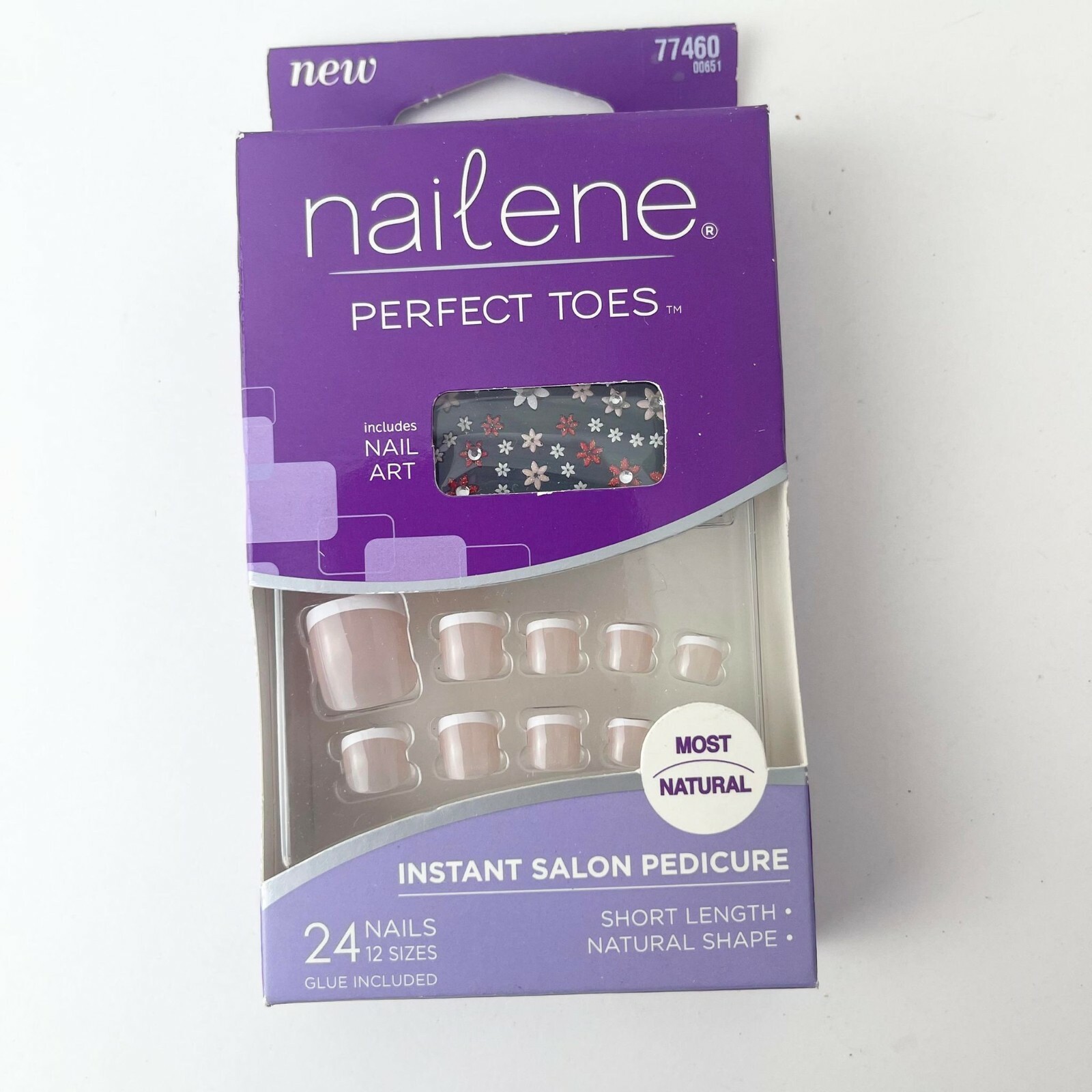 Lot of 3 Nailene Perfect Toes Include Nail Art,Glue Included 24Nails-Short 77460