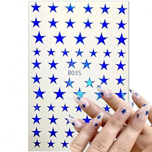 8Sheets Glitter Independence Day Stars Nail Art Stickers 3D Self Adhesive