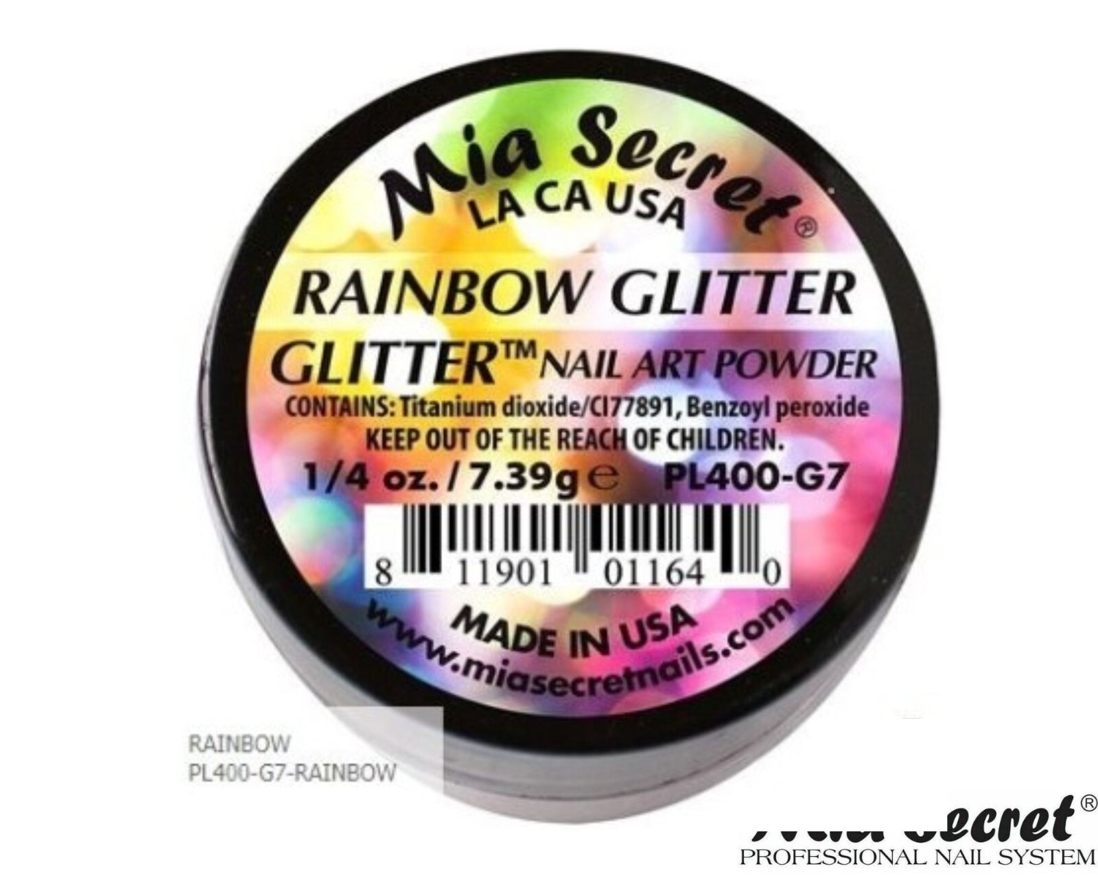 Mia Secret Nail Art Powder Glitter Collection (RAINBOW GLITTER) 1/4oz