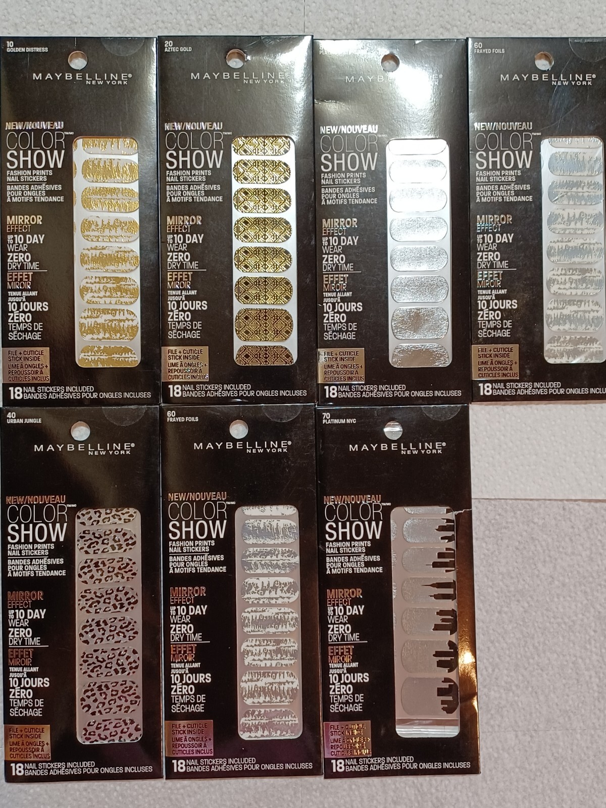 MAYBELLINE Color Show Fashion Print Nail Stickers 7 packs, 126 nail stickers #1