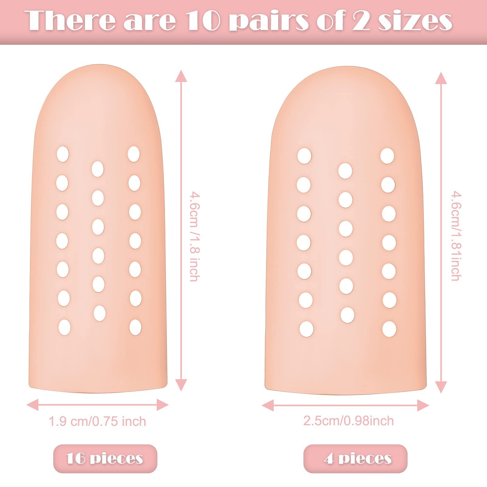 20 Pcs Gel Finger Cots Finger Protectors Silicone Caps Breathable Gel Cots Ho…
