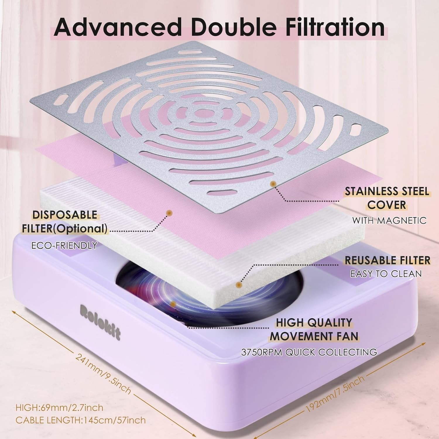 Nail Dust Collector,Compact Vacuum Fan Dust Collector for Nail Working