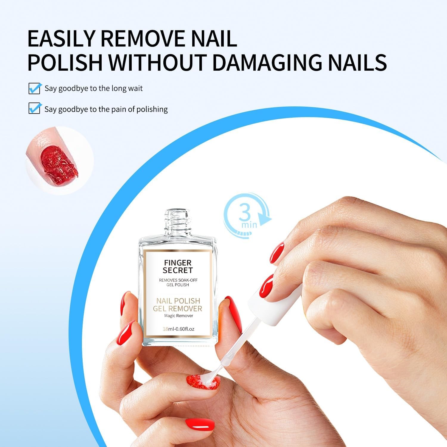Finger Secret 18ml Magic Remover Gel Polish – Quick 1.2 Fl Oz (Pack of 1)