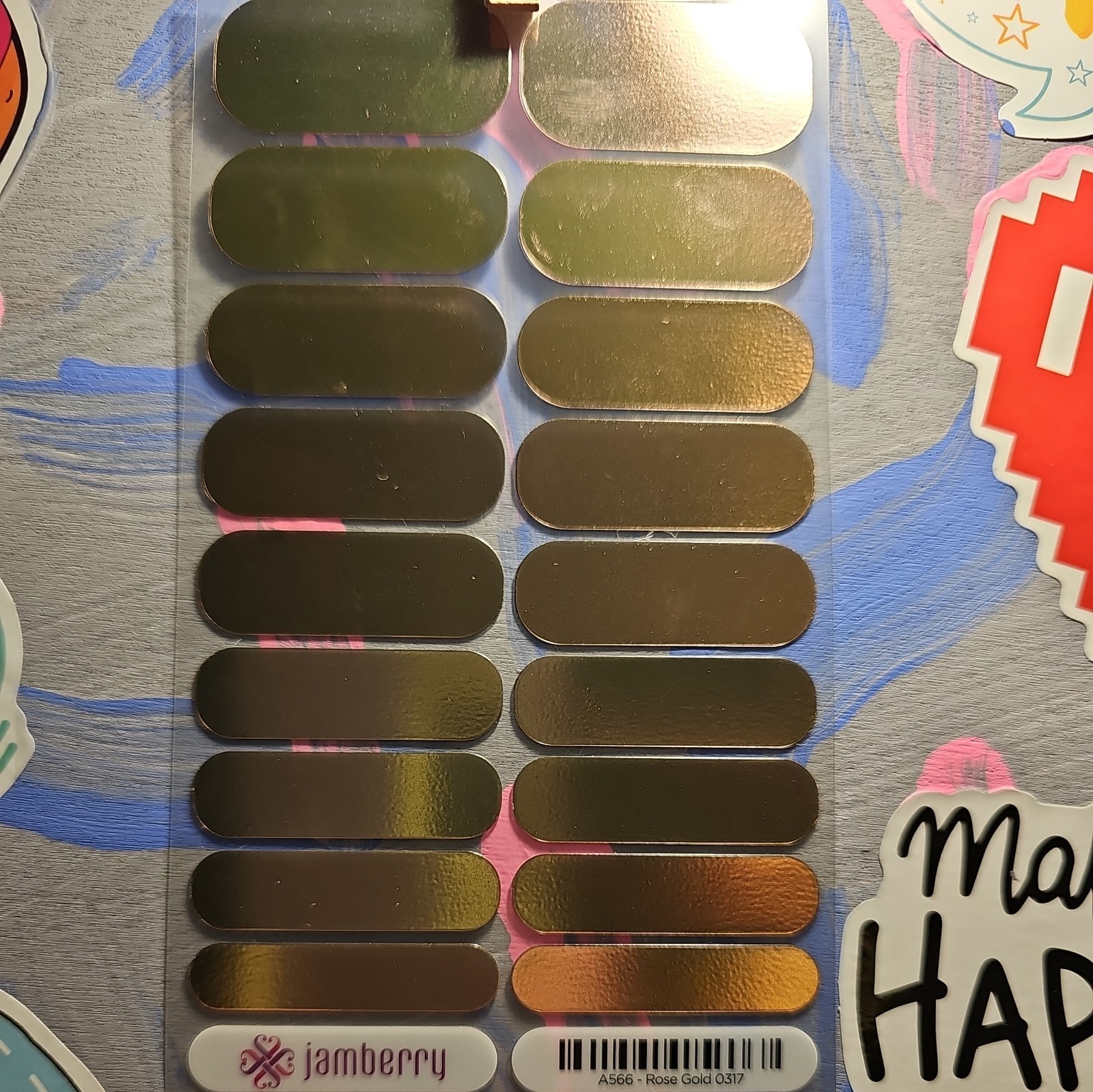 JAMBERRY FULL SHEET Nail Wrap – A566 – Rose Gold 0317