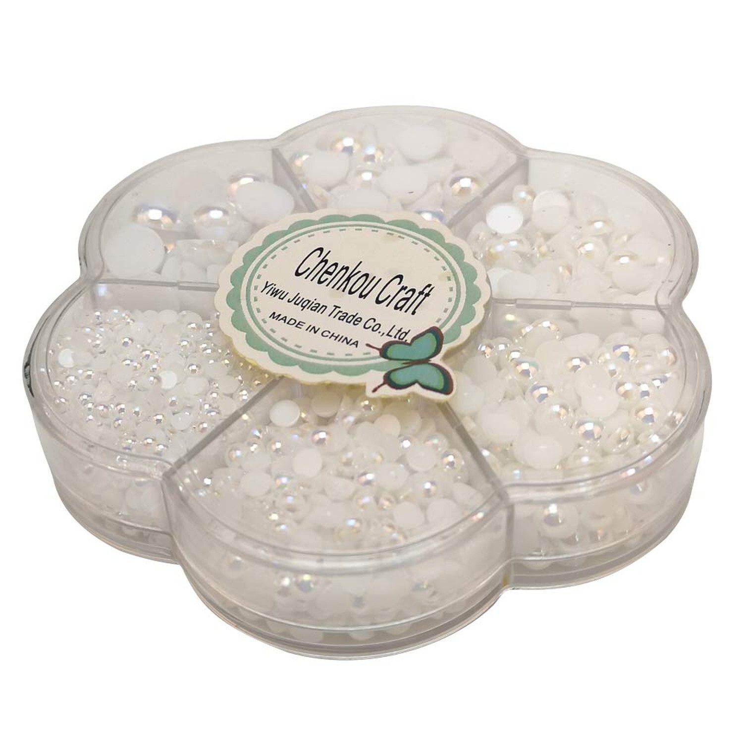 Chenkou Craft 3000PCS 1 Box White AB Round Flatback Imitation Half Pearls Bea…