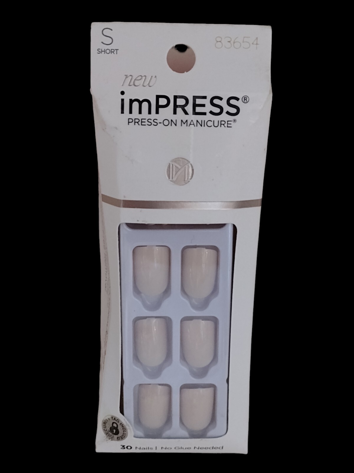 Kiss ImPRESS PEEL & PRESS ON NO GLUE MANI MANICURE 30 Short Nails BARE FRENCH