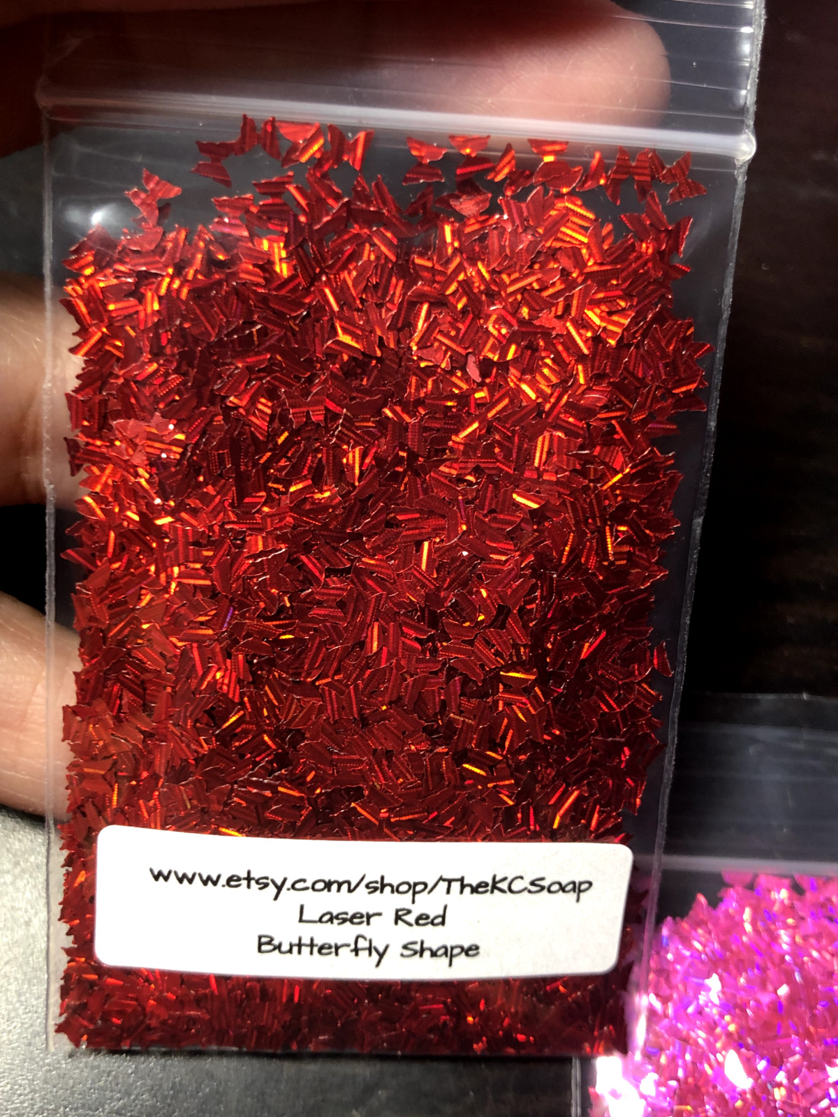 1 TBSP Solvent Resistant LASER RED Butterfly Shape Glitter Epoxy US Seller