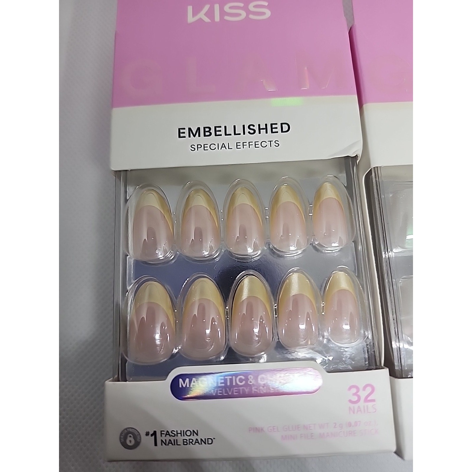 Kiss Glam Embellished Special Effects Press-On Nails Magnetic &Chrome 2 Packs