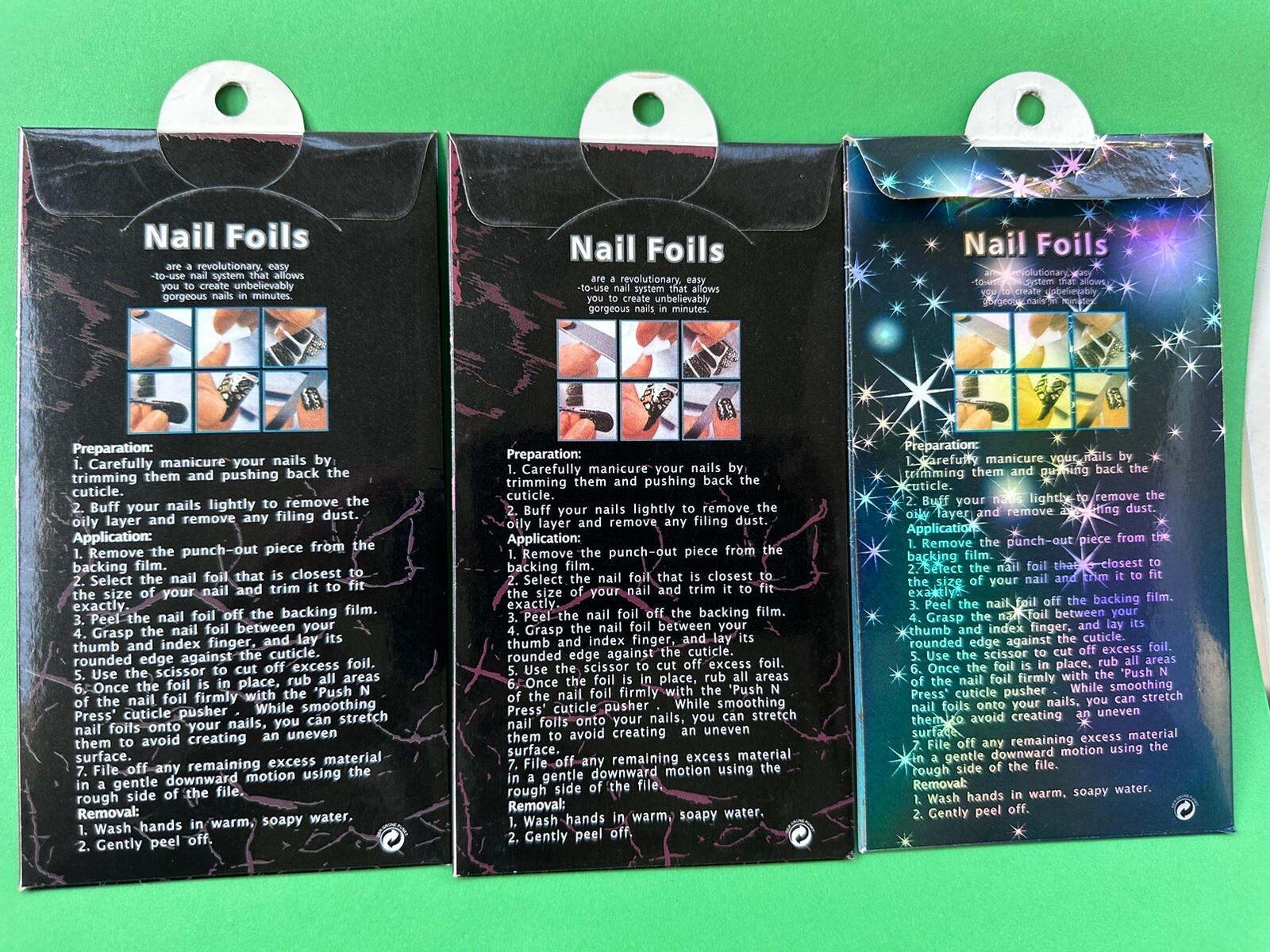 3 Multicolor 16 Patch In a Pack Nail Stickers Full Nail Wraps Strips Brand New.