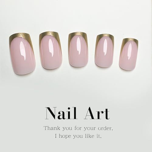 French Tip Press on Nails Short Square Fake Nails 1 Fl Oz (Pack of 24) Style3
