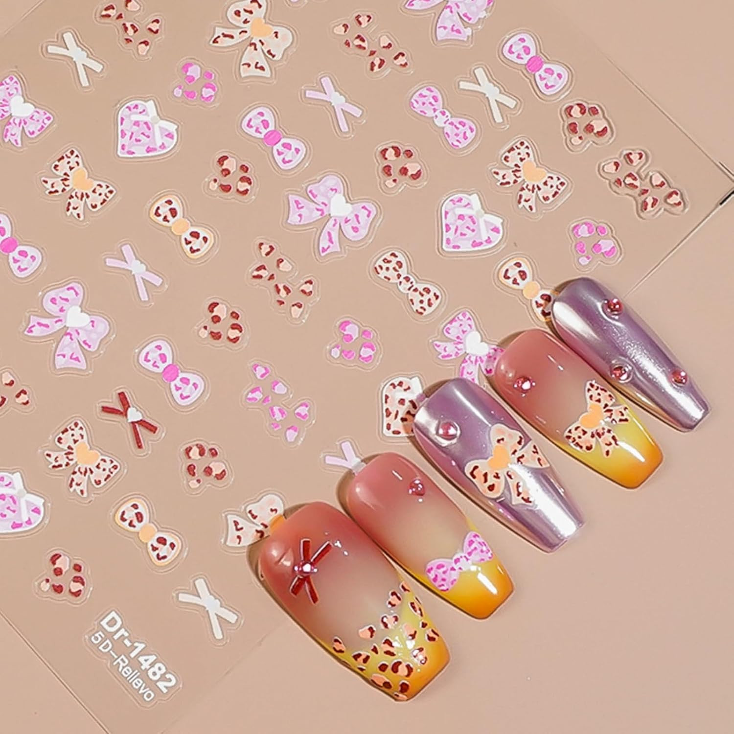 5D Mermaid Nail Stickers Holographic Shell Fish Tail Star Pearl Self Adhesive Em