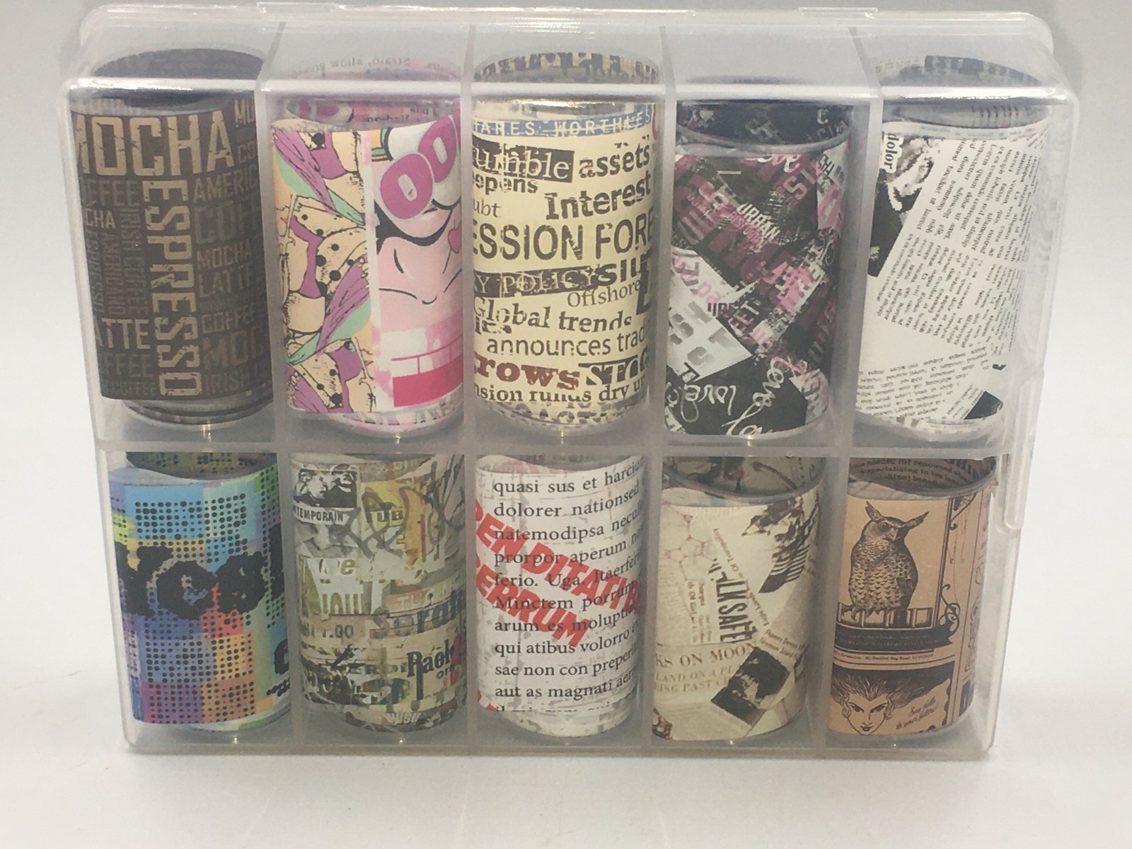 Unbranded 10 Piece Box Set of Nail Foil Transfer Stickers “Retro It” MultiColor