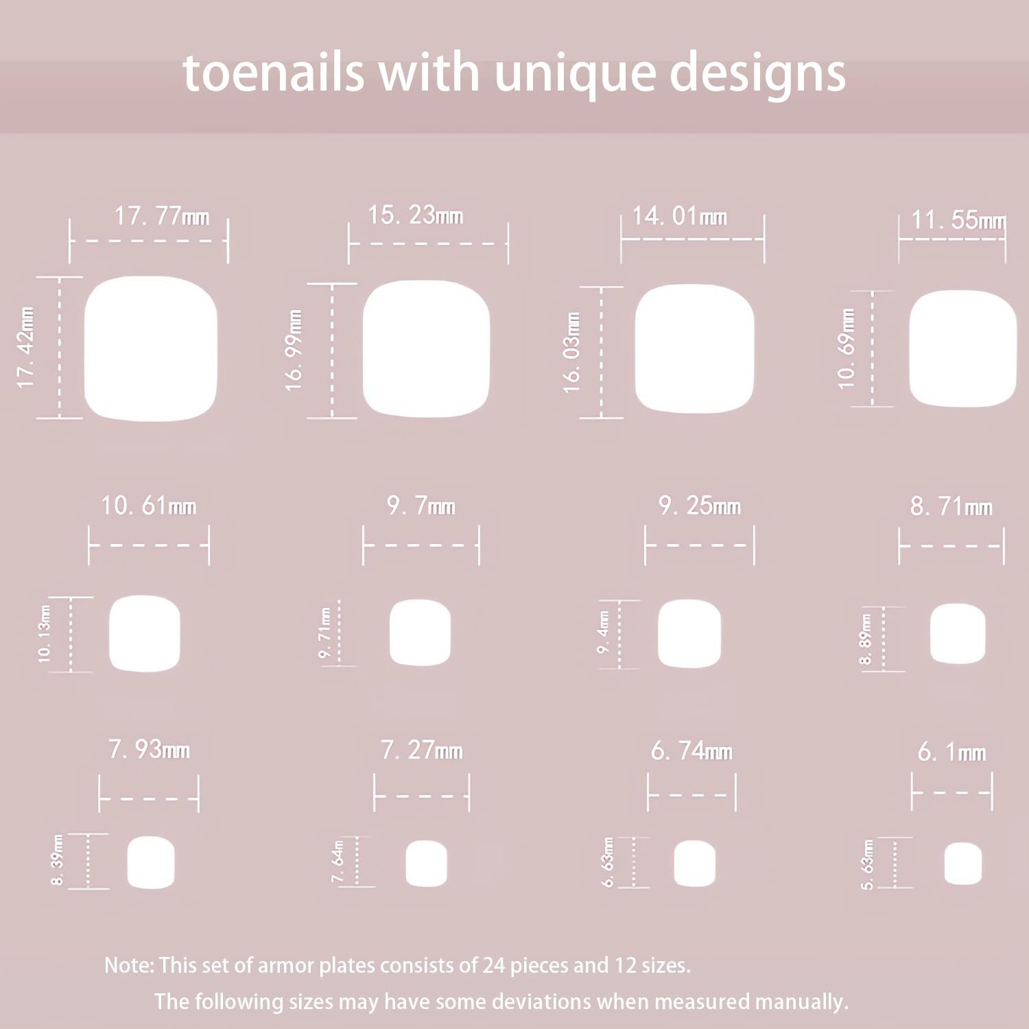 White French Tip Press on Toenails Short Square Fake Toe Nails with Gold style6