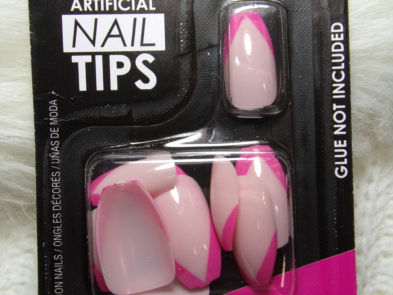L.A. COLORS Nails Shiny Pink Chevron glue on Medium Coffin