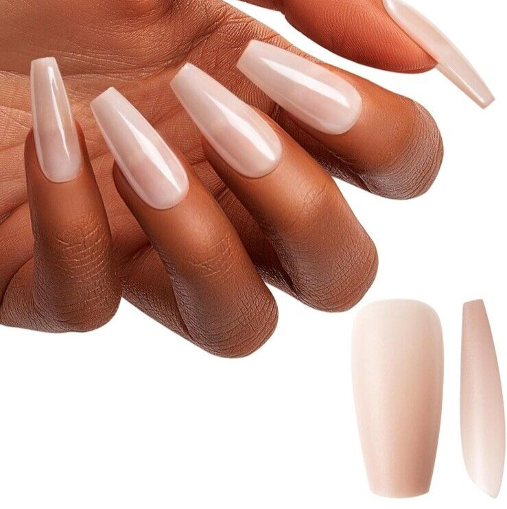 Deep Nude Coffin Nail Tips, 200 PCS Natural Brown Brown Nude Coffin Nail Tips