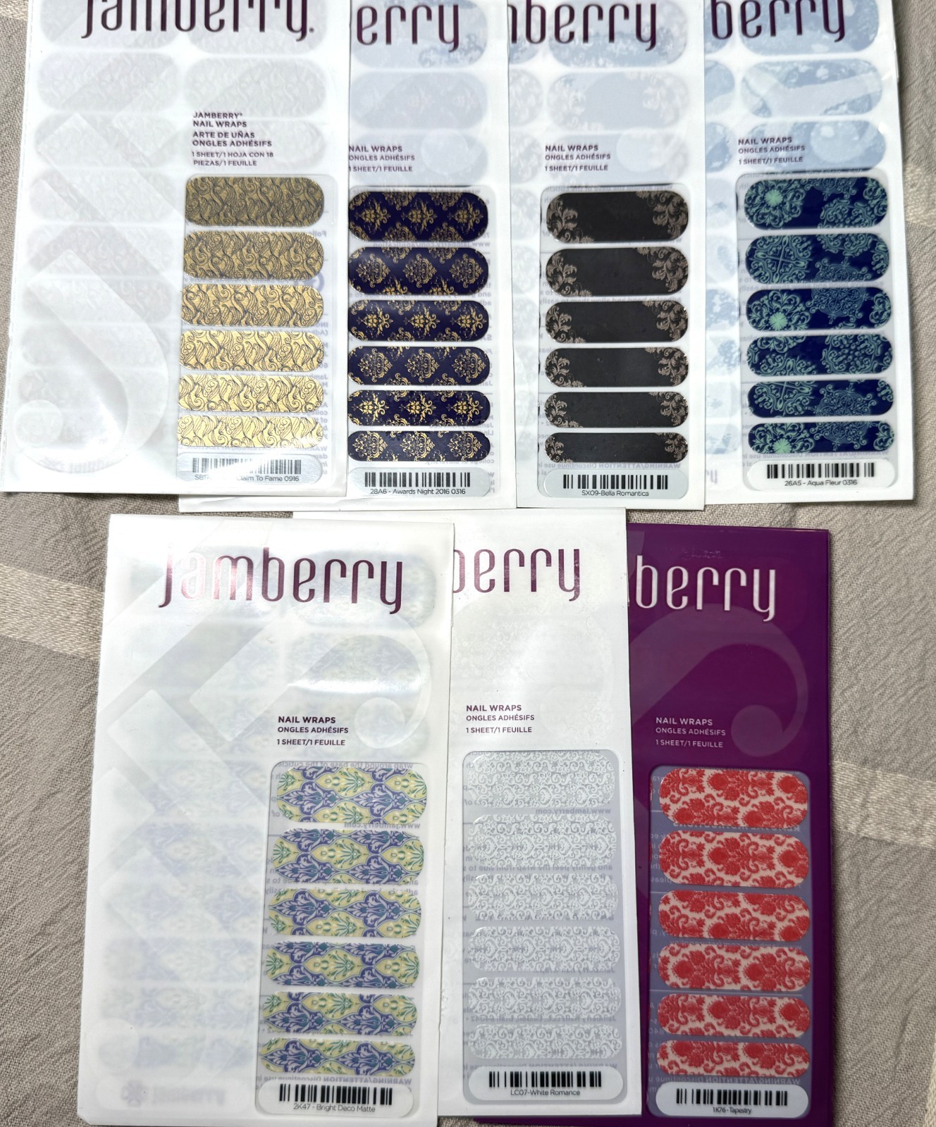 Lot of 7 Retired Jamberry Nail Wraps Awards Night Exclusive Elegant Formal HTF