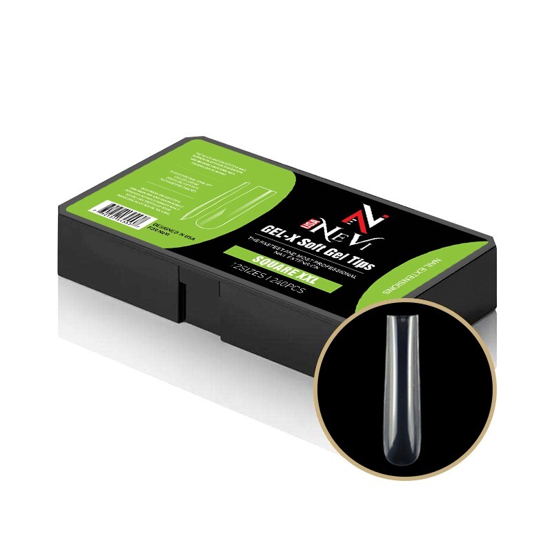 Nail Gel-X Natural Box of Tips NeVi USA 12 Size (Square XXL)