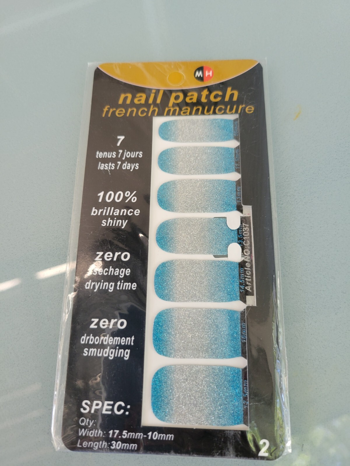 5 Packs Nail Patch French Manicure Stickers Sets Glitter Nail Polish Strips