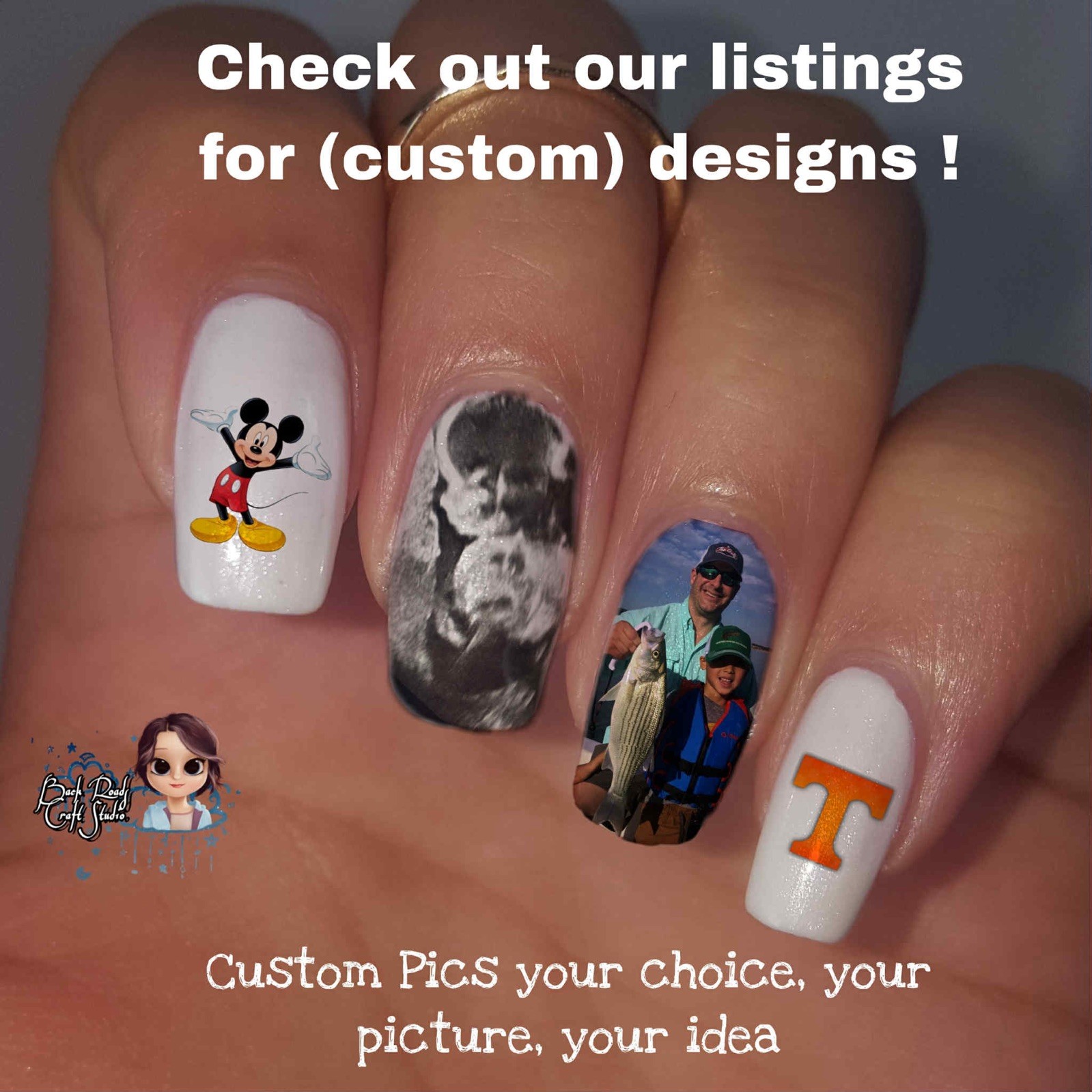 Custom Set Of 50 Waterslide Nail Art Decals