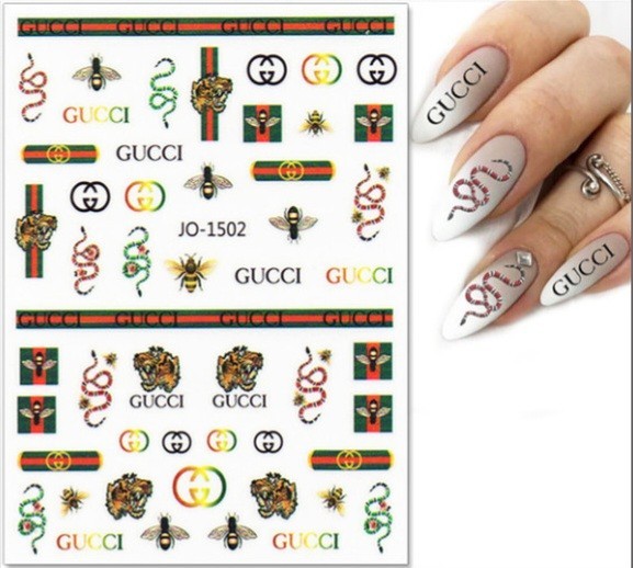 NWT NAIL ART DESIGN SELF-SEAL STICKERS SOLID TAN, RED SNAKES N°107!