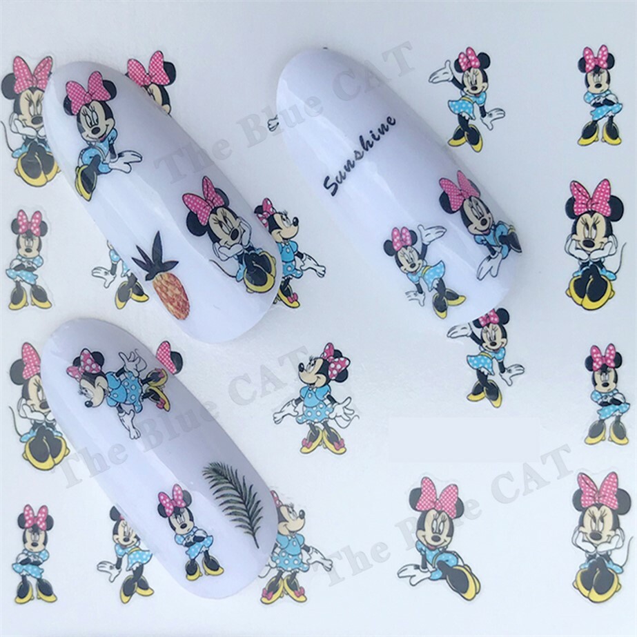 Nail Art Water Decals Sticker Disney Character, Barbies, Mickey, Princess Stitch