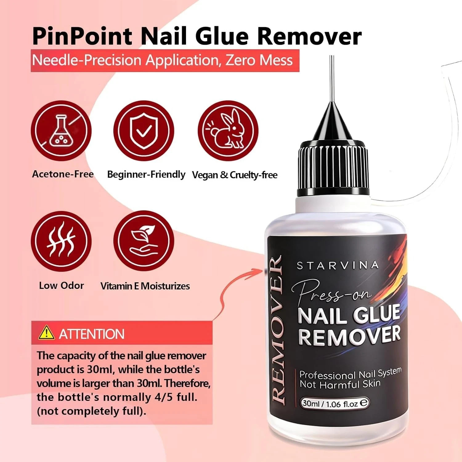 30Ml Pinpoint Nail Glue Remover for Press on Nails – Odorless Non-Acetone Easy R