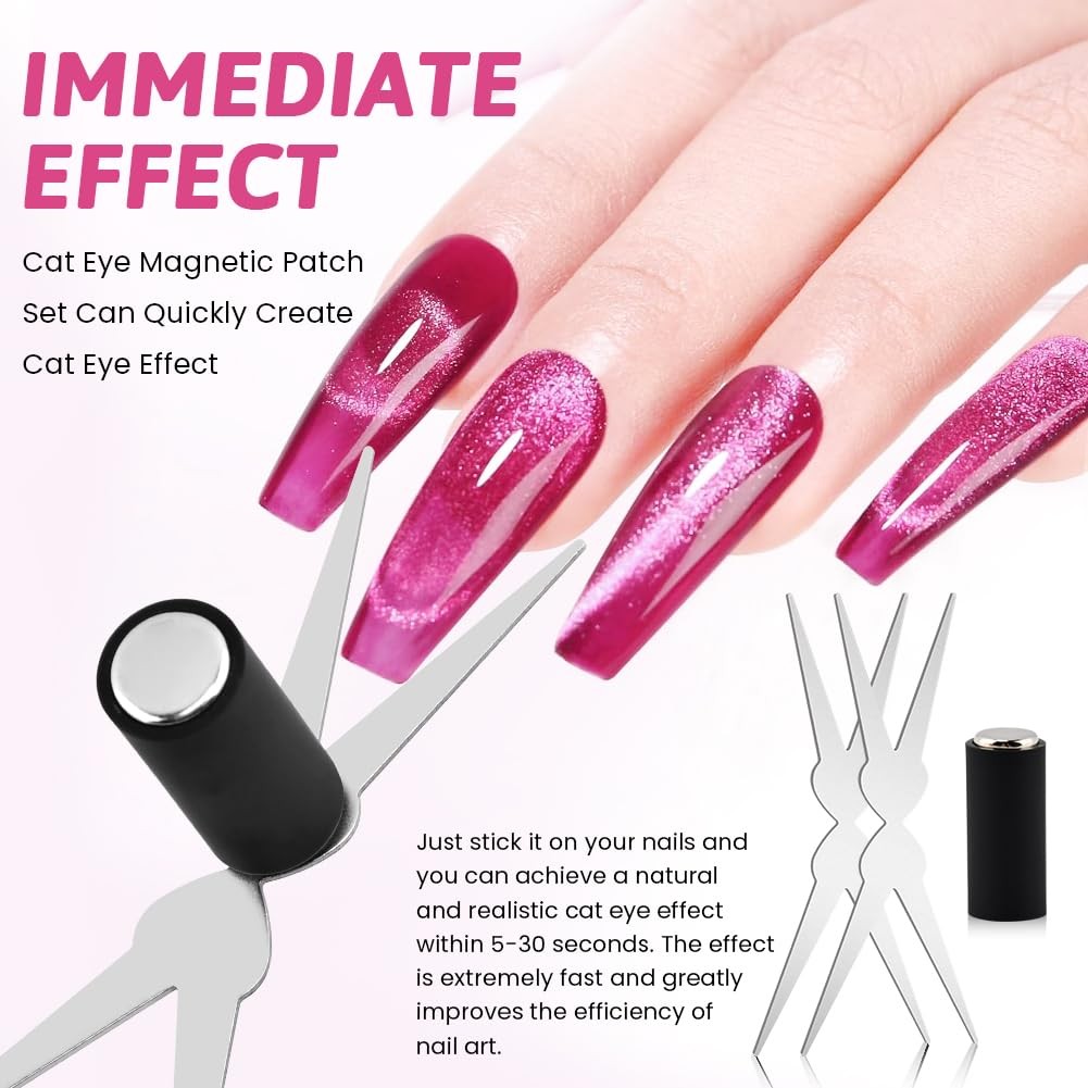 2 in 1 Cat Eye Magnet Set, Double-head Cat Eye Gel Nails Polish Magnet, 3D Na…