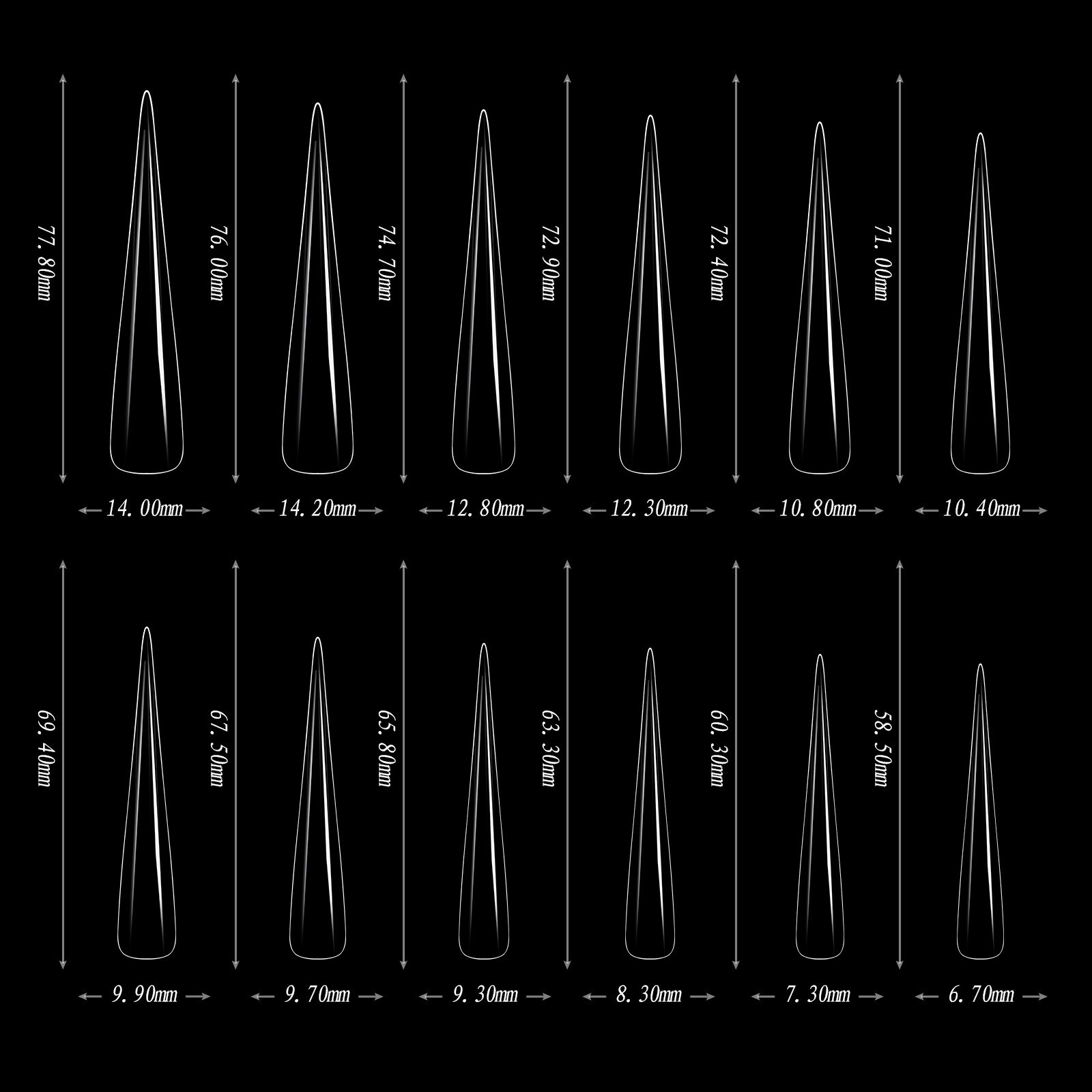 180pcs 5XL Extra Long Coffin/Stiletto/Square/Ballerina Soft Gel Nail Tips Clear