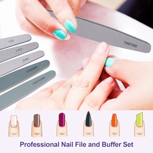 Nail File and Buffer Set, 6 Pcs Professional Nail File Kit for Acrylic and