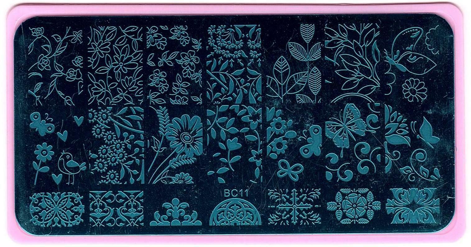 Nail Art Different Designs Stamping Image Plates with Pink Holder BC11 to BC15