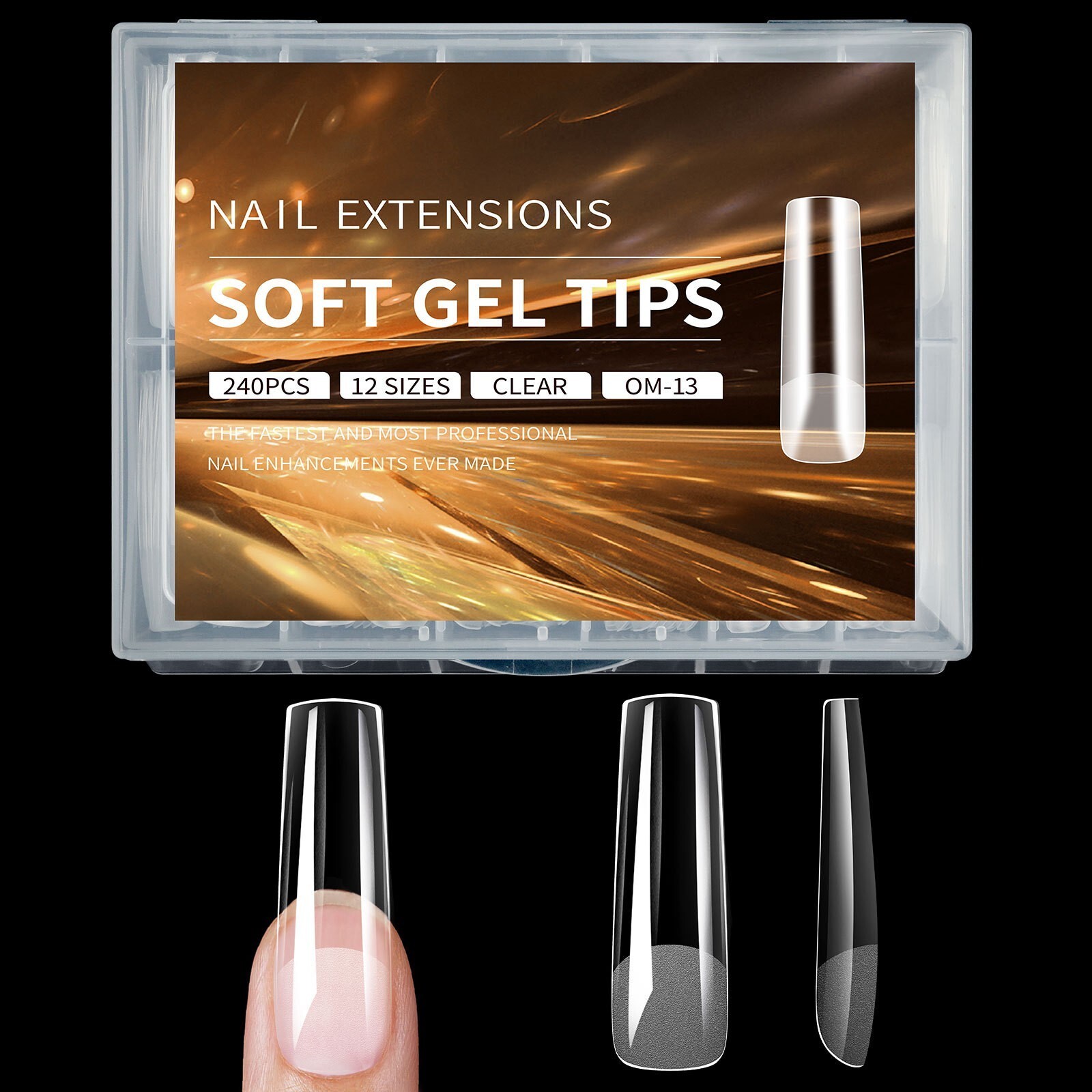 240 Pcs XXL Half Matte Extensions Nail Tips Square Coffin Soft Gel Tips Clear