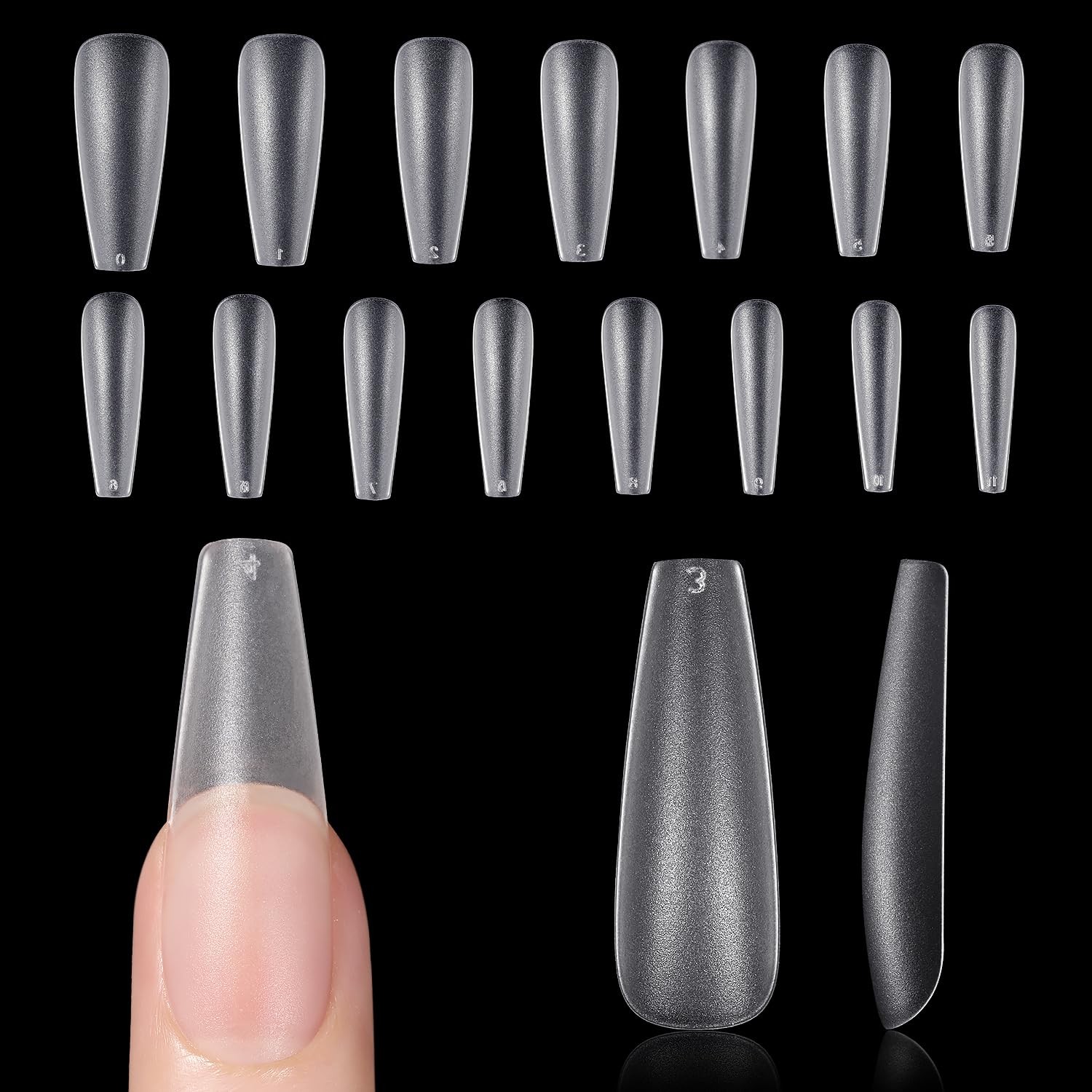 GAOY Long Coffin Fake Gel Nail Tips, 15 Sizes False Full Cover Acrylic Press on