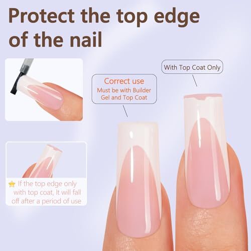 Deep French Gel Nail Tips, 150Pcs French Tip Press Deep French B-Long Square